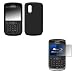 Black Silicone Gel Skin Cover Case + LCD Screen Protector for Blackberry Tour 9630