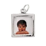 Sterling Silver Large Charm Picture Frame Square 17mm