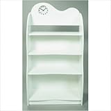 Gift Mark Four Tier Bookcase with Clock, White
