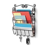 Scroll Letter Holder with Hooks (Black) (14.6H x 11.5W x 2.5D)