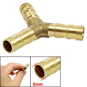 8mm Hose Connector Joiner Brass Y Adapter for Air Fuel Gas