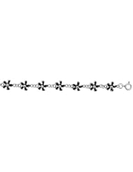 Sterling Silver Flower Charm Bracelet, 3/8 inch wide