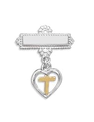 Baptismal Pin with Heart and Cross Charm