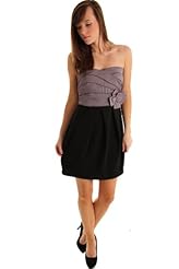 Strapless Polyester/Spandex Two-Toned Empire   Waistline Party Dress 
