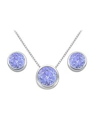Created Tanzanite Pendant and Stud Earrings Set in Sterling Silver 2.00 CT TGW