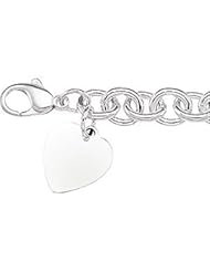 9.75 mm Cable Bracelet with Heart Sterling Silver 7 1/2 Inch Ch342