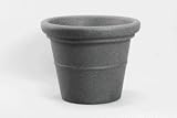 Akro 30 Round Black Granite Terrazzo Planter W/heavy Rim