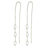 18kt Gold over Sterling Silver Triple Leaf U Ear Thread Earrings