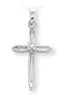 14k White Gold Open Frame Concave Cross w/ Diamond Accented Center on 18" White Gold Chain