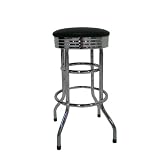 TRINITY 29" Heavy Duty Chrome Swivel Retro Bar Stool (black) Assembled