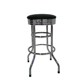 TRINITY 29 Heavy Duty Chrome Swivel Retro Bar Stool (black) Assembled by Trinity