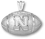 Nebraska Cornhuskers Solid Sterling Silver ''N'' Football Pendant