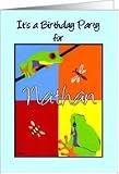 Birthday party invitation for Nathan - Colorful frogs bee dragonfly bugs Card