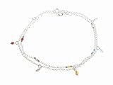 Italian Sterling Silver Color Beads Fashion Anklet Set