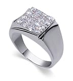 Attractive Mens .925 Sterling Silver Band Cubic Zirconia Ring