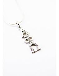 Alpha Phi Omega Sterling Silver Vertical Lavaliere with Lab-created Diamonds