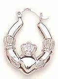 14kt White Gold Claddagh Earrings- E9601