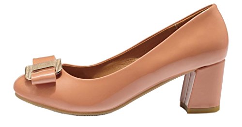 Laikakingdom Women's Rough Heels With Cute Butterfly Knot Fashionable Shoes (6 B(M) US, Khaki)