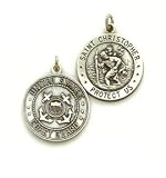 Saint Christopher - Sterling Silver Reversible US Coast Guard St. Christopher Protect Us Pendant