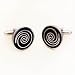 FashionOn designer formal contemporary black round cufflinks with box