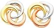 14K Gold Tri Color 3 Circle Stud Earrings Jewelry