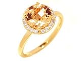 18k Yellow Gold Champagne Quartz & Diamond Ring Size 6 Ct.tw 2.50