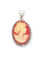 Genuine 14k Polished White Gold 13x18mm Open Back Shell Cameo Pendant