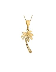 14K Yellow Gold Palm Tree Pendant on a 18 Inch Chain