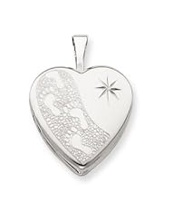 Genuine .925 Sterling Silver 16mm D/C Footprints Heart Locket. 100% Satisfaction Guaranteed.