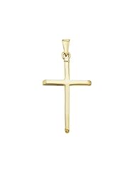 14K Yellow Gold Plain Cross Pendant with 18" Chain