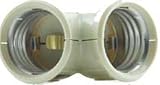 Twin Socket Medium Base, Ivory