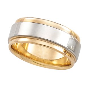 Platinum 18k Two-Tone Design Band Ring - Size 9.5 - JewelryWeb