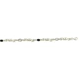 Cute Delicate Look Sterling Silver Dolphin Bracelet With Mother Of Pearl Black Onyx