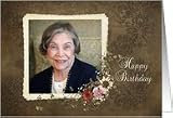 birthday, damask, photo card, bouquet, flower Card