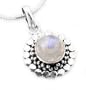 Rainbow Moonstone Sterling Silver Beaded Charm Pendant