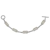 Graceful Elegance: Designer Inspired Sterling Silver Cable Style Two-Tone Toggle Bar CZ Diamond Bracelet by Peora