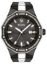 Bulova #98E110 Men's Black IP Diamond Accented Sports Dress Watch