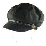 LINEN COTTON NEWSBOY DRIVER OVERSIZE CAP HAT OFF BLACK SMALL MEDIUM