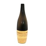 EXP Handcrafted Burnt Umber Terracotta Vase With Bamboo Trim