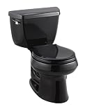 Kohler K-3577-7 Wellworth Classic 1.28 gpf Round-Front Toilet with Class Five Flushing Technology and Left-Hand Trip Lever, Black Black