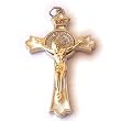 St. Benedict Rosary crucifix with white enamel - Extra Large - Gold plated grade A Pendant (8cm-3.3")