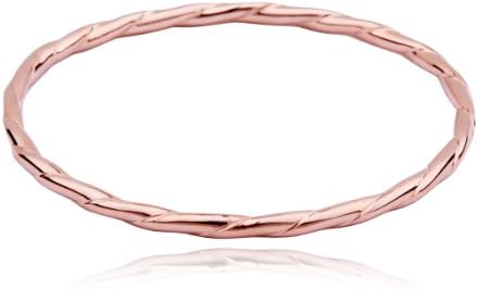 18k Yellow Gold Plated Sterling Silver Rose Gold 8" Bangle Bracelet