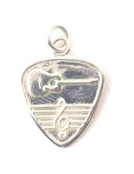 925 Sterling Silver Music Jewelry Guitar Pick with Treble Clef design Charm