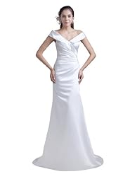 Sexy Satin Pleated Mermaid Portrait Neck  Dress with a Brush/Sweep Train 
