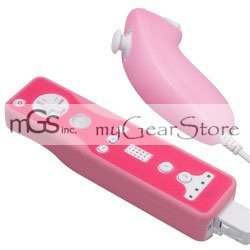 2 Tone Silicone Skin Case for Nintendo Wii Remote Control & Nunchuk - Pink and Solid Pink