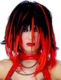 Super Streak Red & Black Shag Wig