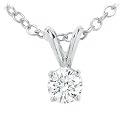 14K White-Gold 0.1 cttw Round Diamond Solitaire Pendant - Christmas Special !!! Free Shipping !!! Free Chain !!!