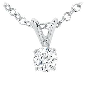 14K White-Gold 0.1 cttw Round Diamond Solitaire Pendant - Christmas Special !!! Free Shipping !!! Free Chain !!!
