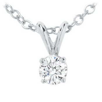 14K White-Gold 0.23 cttw Round Diamond Solitaire Pendant - Christmas