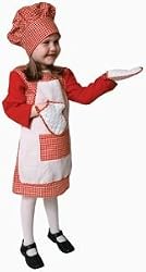 Pretend Red Gingham Girl Chef Child Costume Dress-Up Set Size 4-6